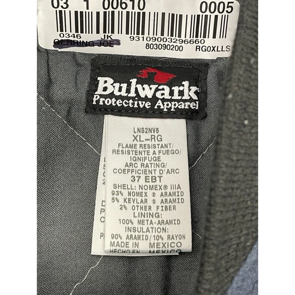 Bulwark FR Flame Resistant Insulated Work Vest Navy Blue Men’s XL Arc Rated